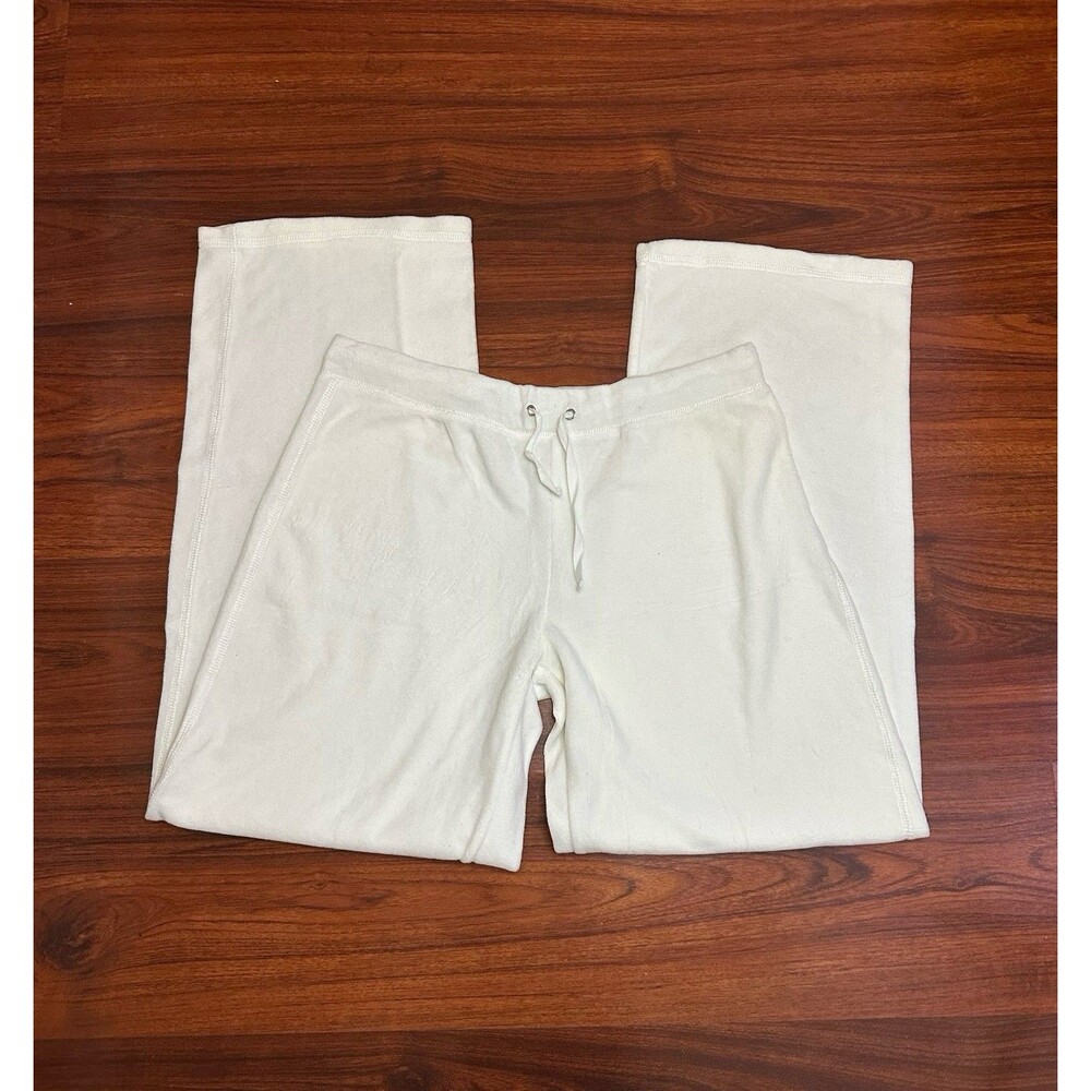 Y2K Blue Star Clothing Co White Velour Sweatpants Flare Womens M 8-10 Mid Rise